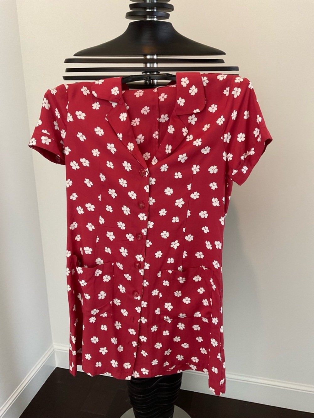 Reformation Pink-Red Floral Jeans Shirt